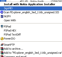 SignMe 1.05 - for OS Symbian